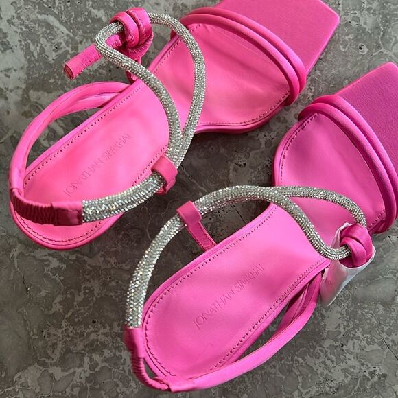 Jonathan Simkhai Revolve Cassie Crystal Strappy Sandal in Pink, New, Size EU 41 - Picture 7 of 11
